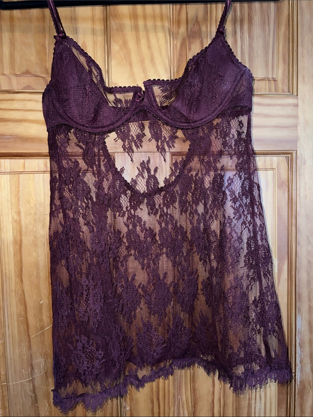 Victoria's Secret Burgundy Lace Babydoll Chemise